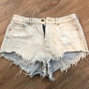 High waisted jean shorts
